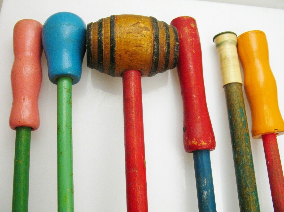6 Antique Carnival Canes Barrel Top Circus Fair Souvenir Wood Walking Stick Lot